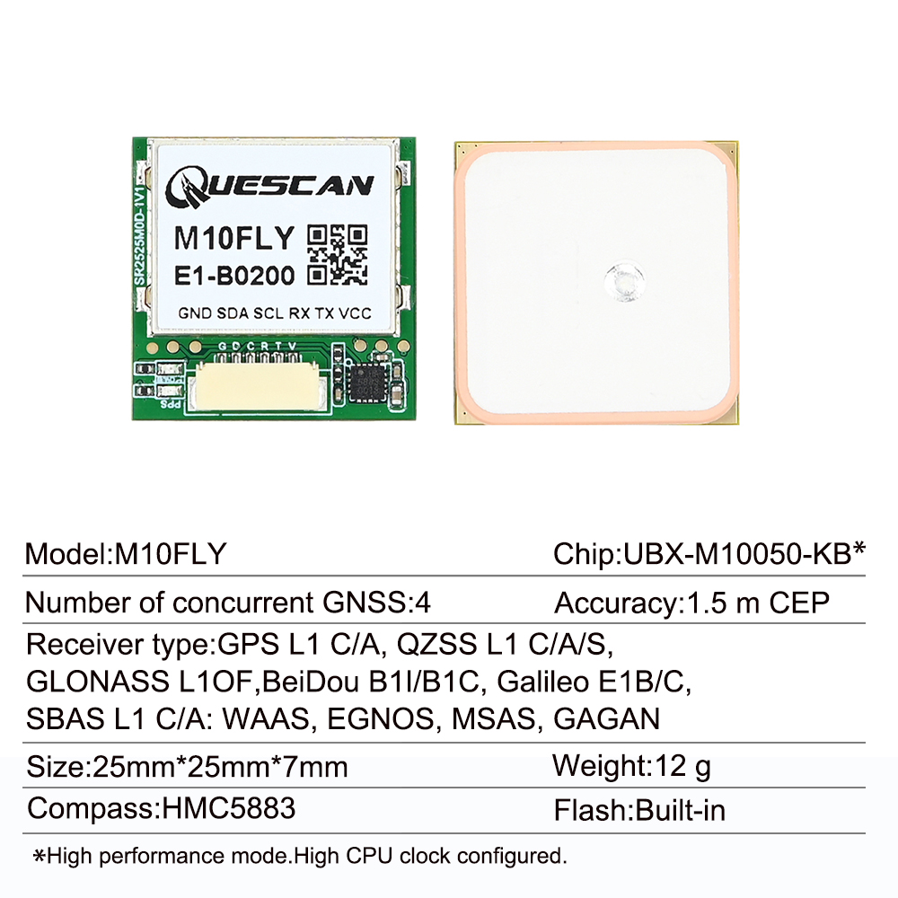 Quescan 25mm*25mm M10FLY 10Hz  - Drone Gps Module recension och pris